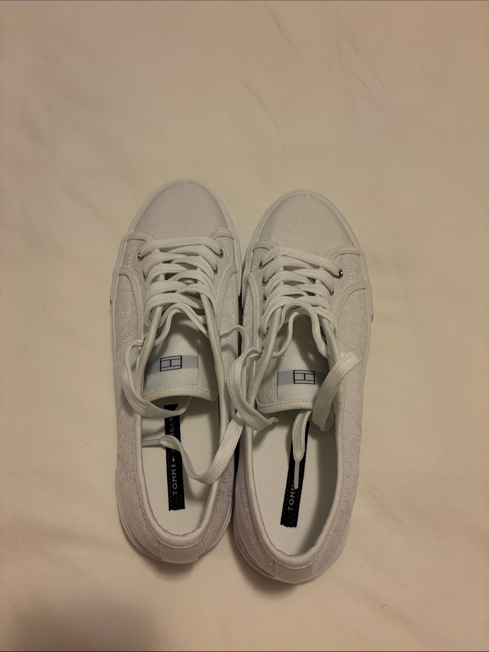 Tommy Hilfiger All-White Lace-Up Sneakers